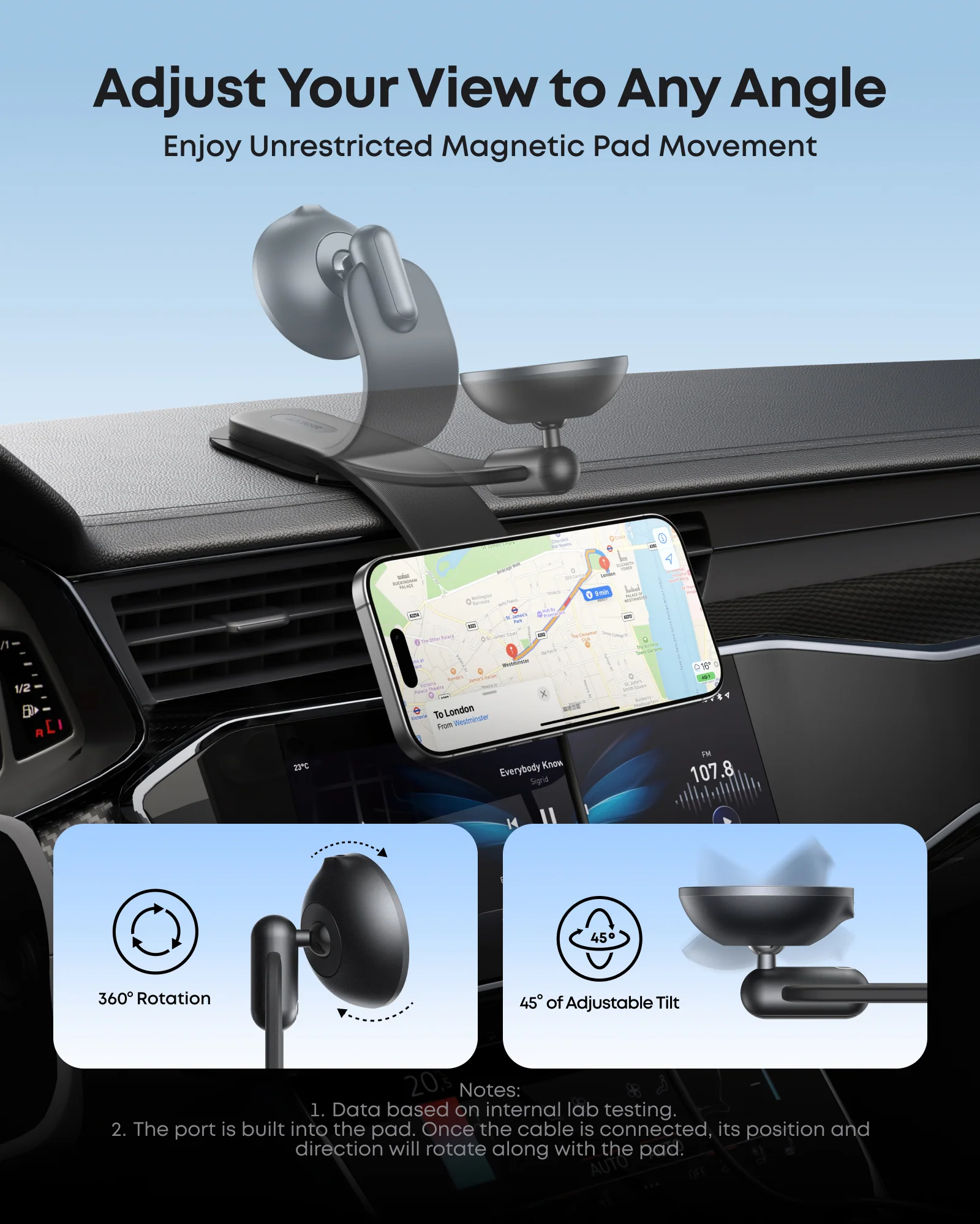 Anker Nano Wireless Car Charger (Magnetic, Detachable Pad) - Image 4