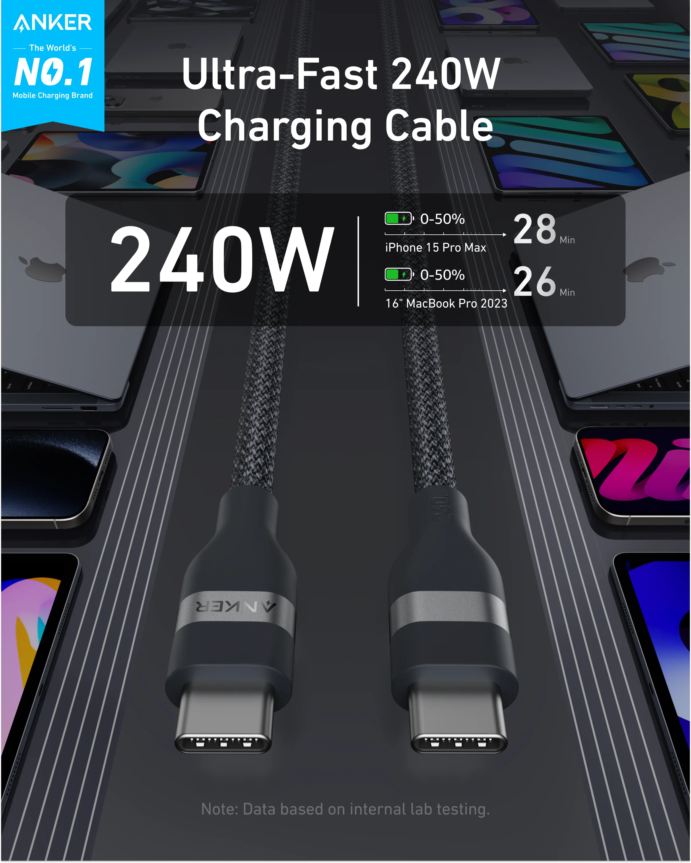 Anker USB-C to USB-C Cable (240W, Upcycled-Braided) - Image 7