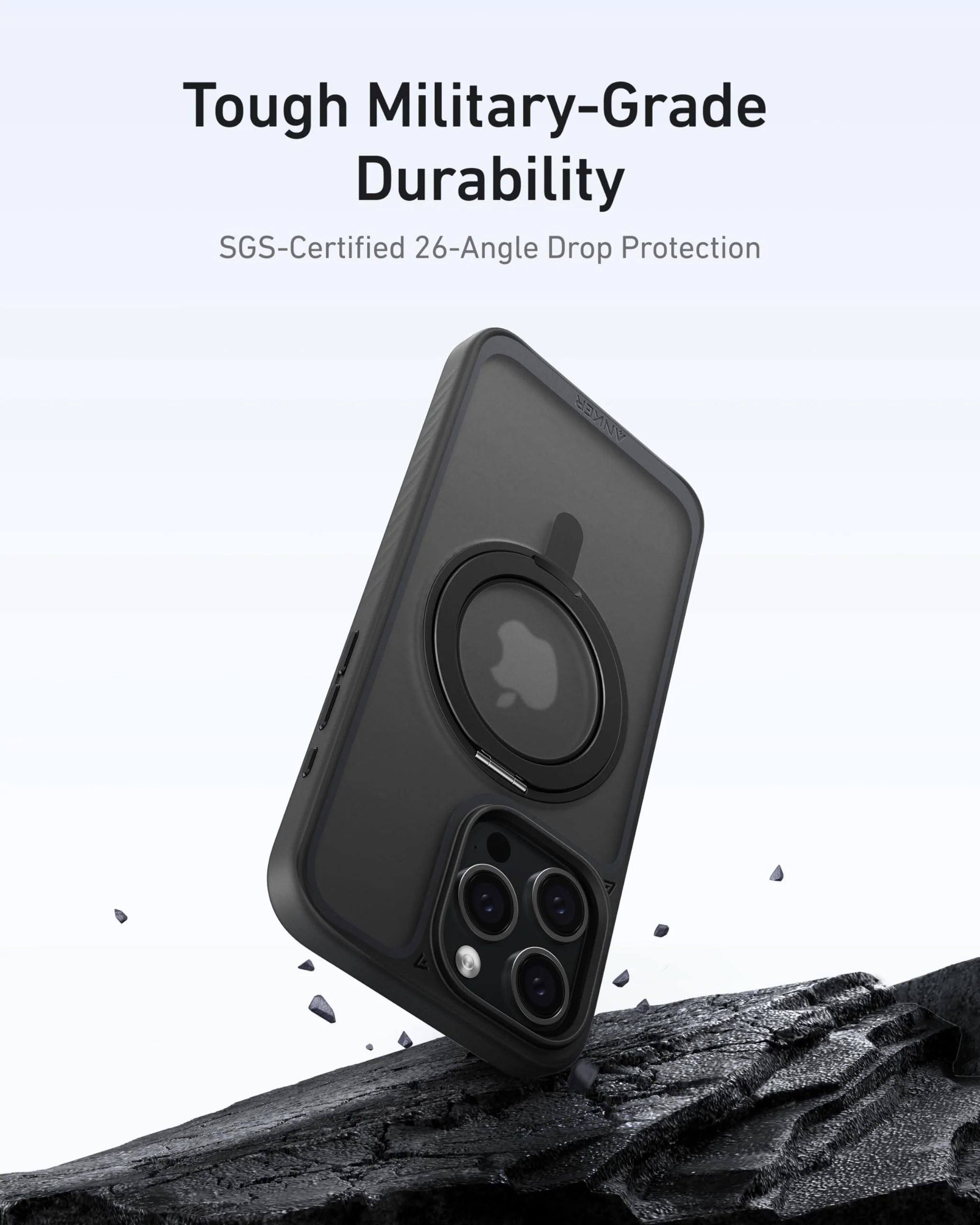 Anker MagGo Magnetic Case with Stand (360° Ring Stand, For iPhone)-Black Stone-iPhone 16 Pro - Image 16