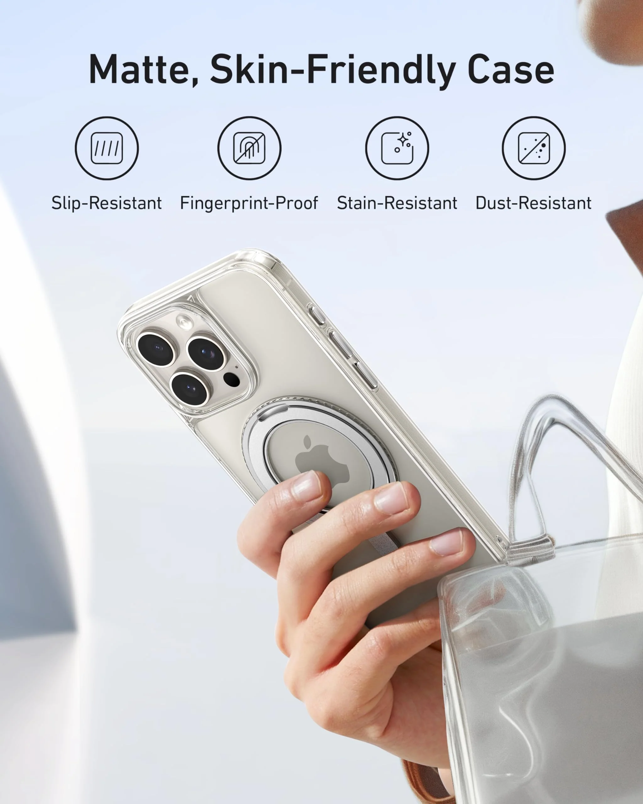 Anker MagGo Magnetic Case with Stand (360° Ring Stand, For iPhone)-Black Stone-iPhone 16 Pro - Image 7