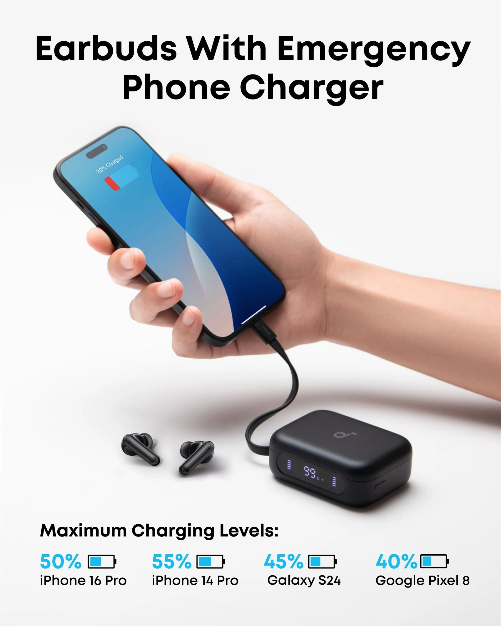 Anker Nano Power Bank, 5,000mAh Wireless Charger + soundcore P41i | Noise Cancelling Earbuds with Portable Phone Charger (Built-in USB-C Cable) - Image 17