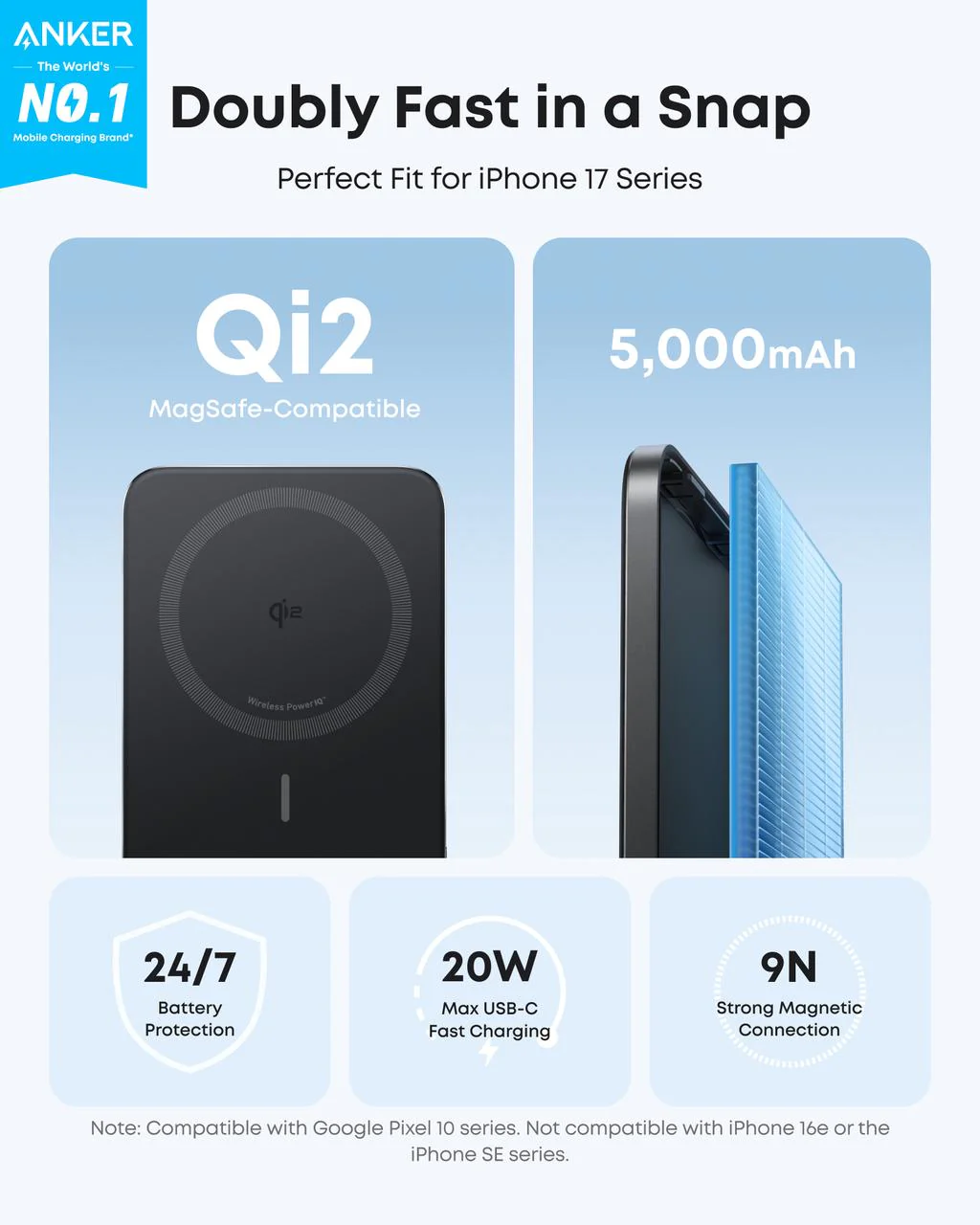 Anker Nano Power Bank, 5,000mAh Wireless Charger, Ultra-Slim, 15W Fast Charging｜2-Pack - Image 3