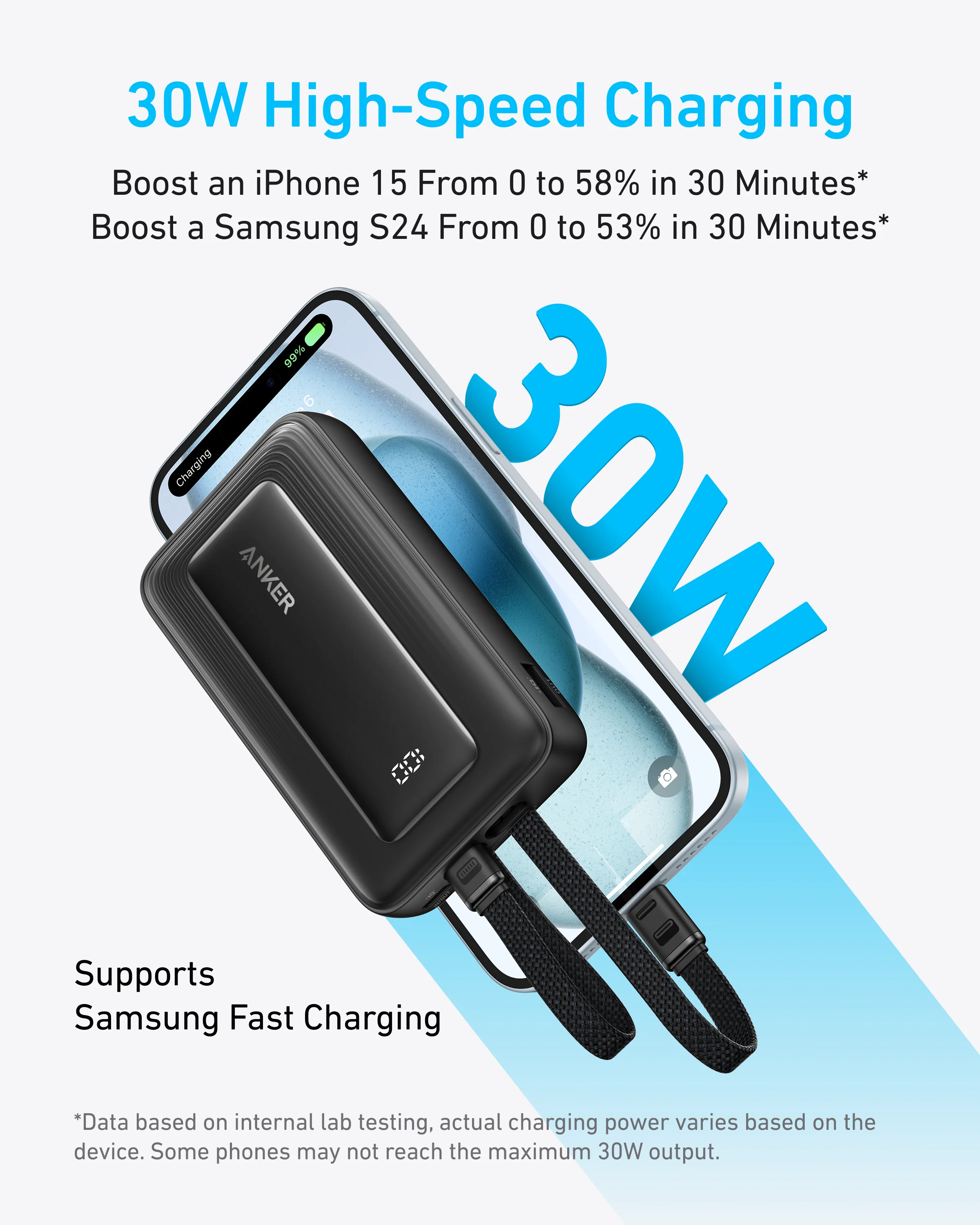 Anker Zolo Power Bank (10K, Built-In USB-C and Lightning Cable) + soundcore Liberty 5 | Noise Cancelling Earbuds, 2x Stronger Voice Reduction - Image 4