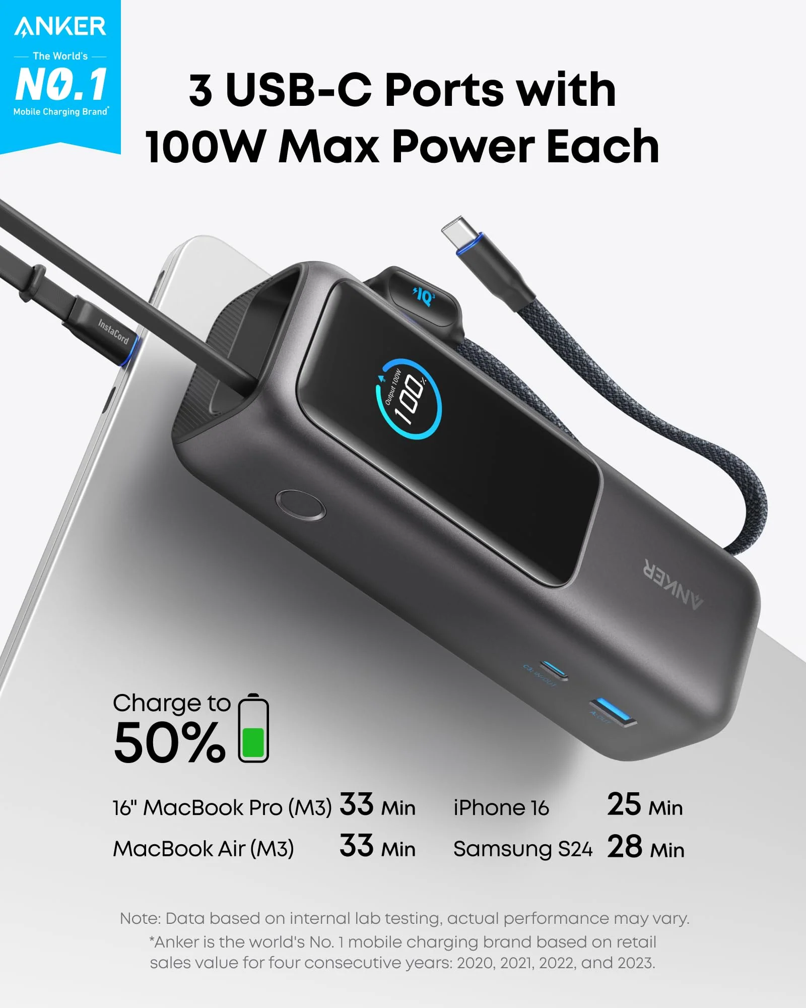 Anker Laptop Power Bank (25K, 165W, Built-In and Retractable Cables) + Liberty 4 NC | True-Wireless Noise Cancelling Earbuds - Image 8